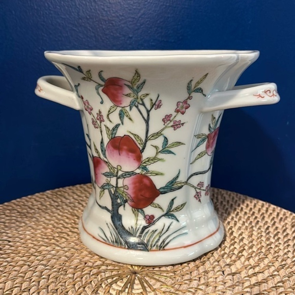 Vintage Payne Imports Hand Painted Floral Chinese Porcelain Flare Top Vase 7”